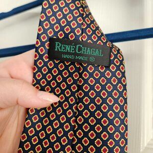 Rene Chagal Hand Made Red,‎ Yellow & Black Tie, Geometrical Pattern